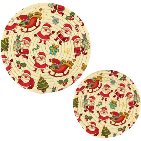 

GZHJMY Cute and Funny Santa Claus Trivets Pot Holders Set of 2 Hot Pads Table Mats Placemats Set for Cooking and Baking Cotton Braided Hot Pads 7.09 +9.45