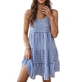 thumbnail image 2 of Antinious Women Casual Sleeveless Stripe Round Neck Patchwork Loose Versatile Stylish Dress, 2 of 5