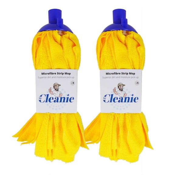 Mr Cleanie Microfibre Strip Mop Replacement Head Refill for Household Cleaning, 2-Pack Twin Double