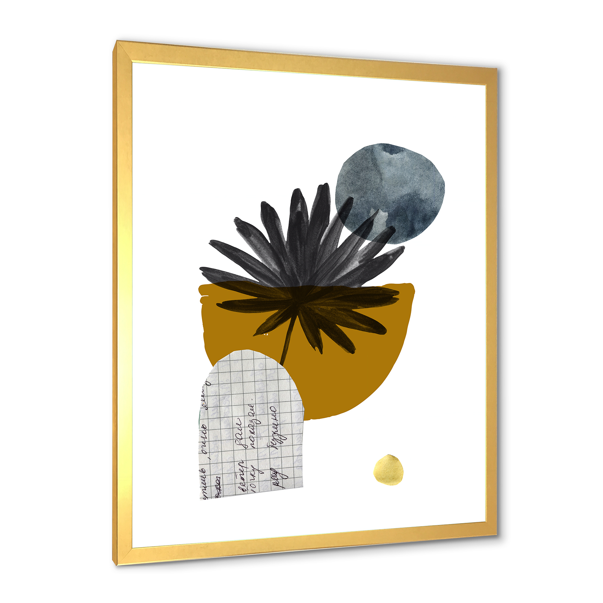 Designart 'Abstract Geometry Shapes and Tropical Palm Leaf I' Modern Framed Art Print
