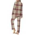 thumbnail image 4 of FAIWAD Womens Plaid Pajama Sets Long Sleeve Lapel Shirt and Pajamas Pants 2 Piece Button Nightwear Set, 4 of 6