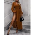 thumbnail image 2 of Women's Long Sleeve V Neck Wrap Maxi Dress with Slit Formal Fall Wedding Guest Cocktail Party Dress, 2 of 9