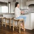 thumbnail image 3 of Maven Lane Adrien Backless Saddle Kitchen Stool, Natural Wood, Set of 4, 3 of 9