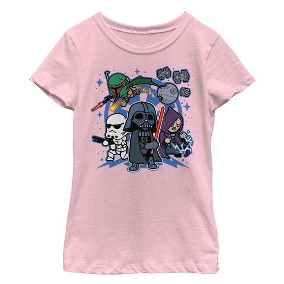 Girl's Star Wars Empire Cartoon Characters  Graphic Tee Light Pink X Small
