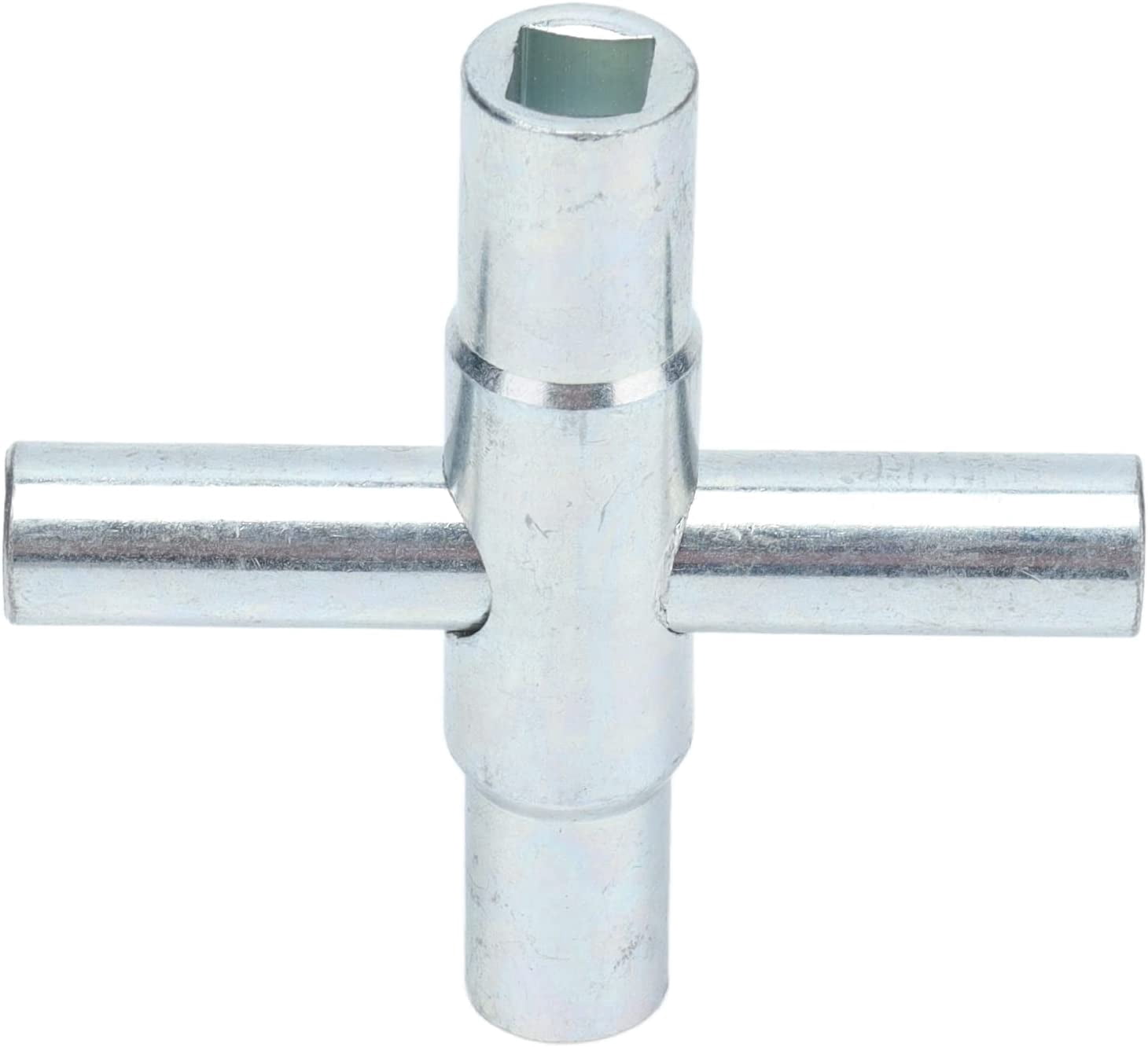 Cross Key Tool, 45 Steel Four Way Service Utility Key, Silver Bathroom Wrench Tool Sillcock Wrench for Sillcock Stopcock and Most Valve (British System)