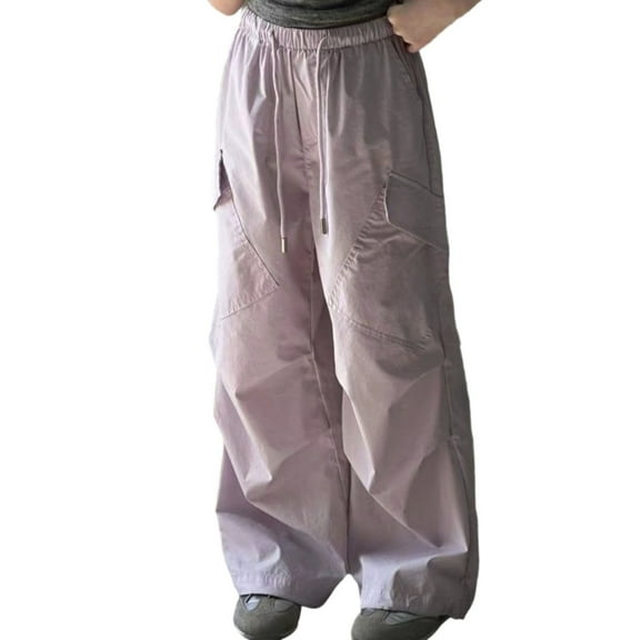 uikmnh Girls Summer Casual Cargo Parachute Pants Loose Fit Elastic Waist Comfortable Outdoor Play Clothes for Toddler Youth Color:Pink,Size:5-6 Years