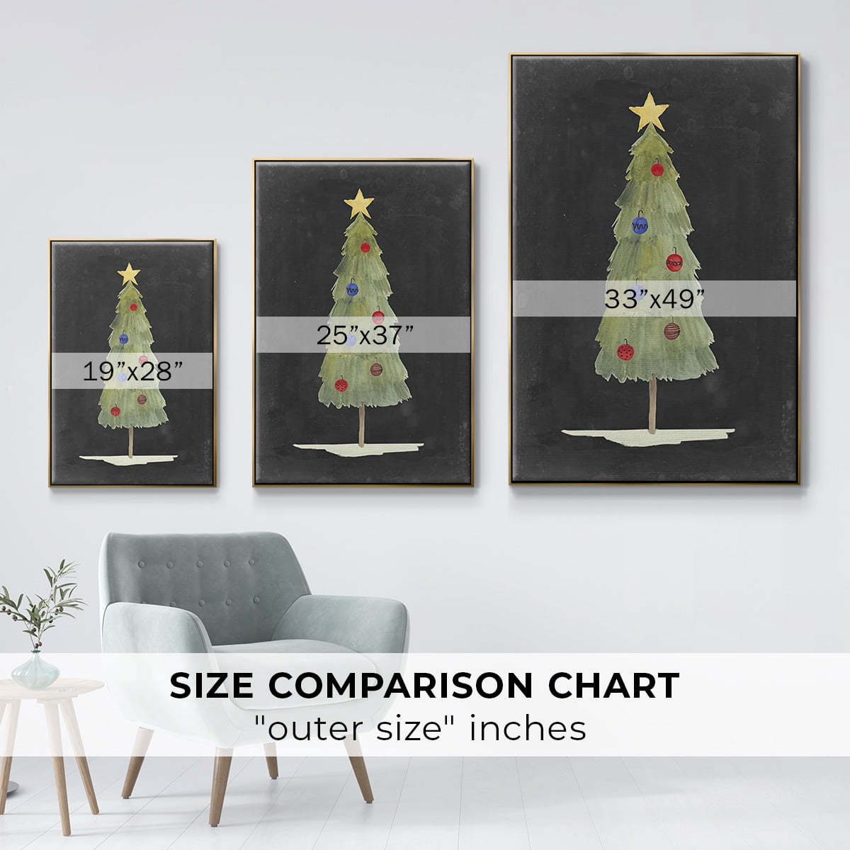 Christmas Glow II - Framed Gallery Wrapped Holiday Canvas - 27 x 41 - Gold Frame