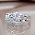 thumbnail image 3 of SmartBy Women Ring Cubic Zirconic Inlaid Round Alloy Angel Wing Shape Wedding Ring Proposal Ring, 3 of 8