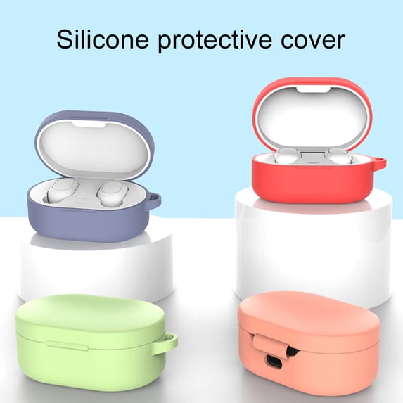 Naierhg Earphone Case,Bluetooth-compatible Earphone Anti-fall Protective Silicone Case Storage Cover with Carabiner for Redmi AirDots 3