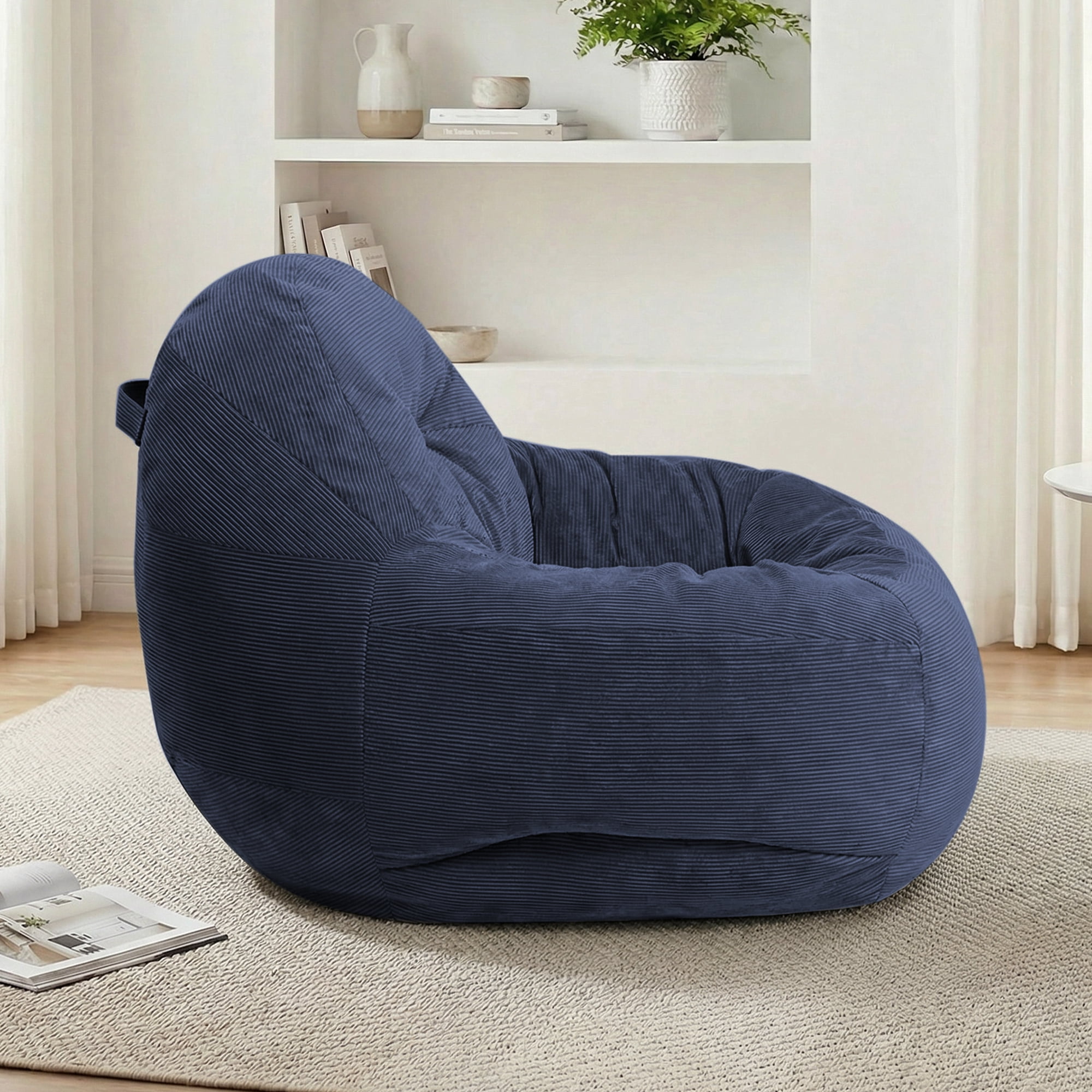 1PCS Kids Bean Bag Chair with Foam Filler, Corduroy Upholstered Bean Bag Sofa, No-Assembly Lazy Reading Chair