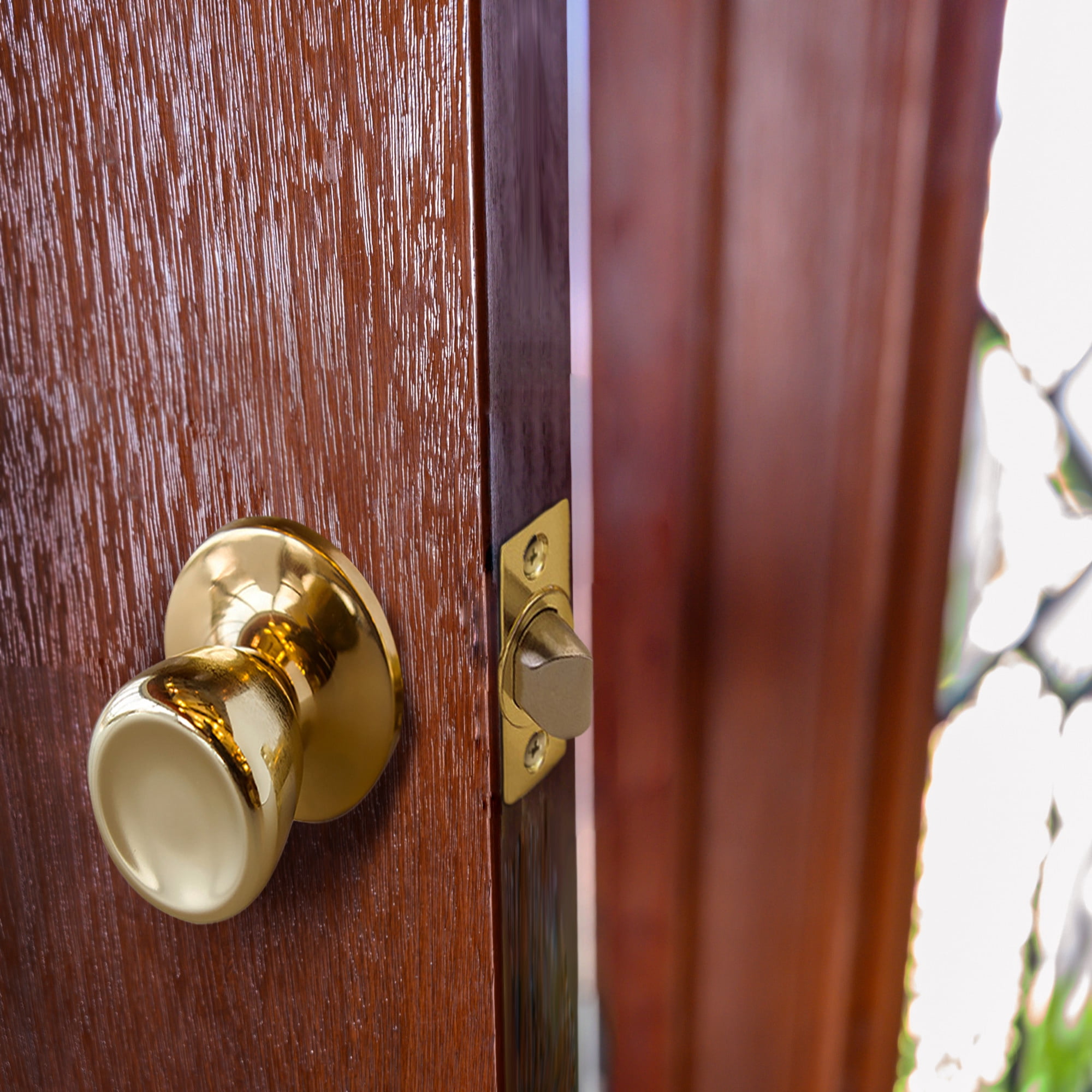 Polished Brass Passage Door Knob, Hall and Closet, 6-Way Universal Fit