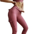 thumbnail image 5 of Pink Season High Waist Solid Color Multi Pockets Yoga Pants Push Up Seamless Skinny Women Fitness Leggings Activewear, 5 of 8
