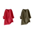 thumbnail image 1 of (2-Pack) Rinsvye Womens Solid Color Long Sleeve Mandarin Collar Blouse Women Clothing Timeless Design, 1 of 4
