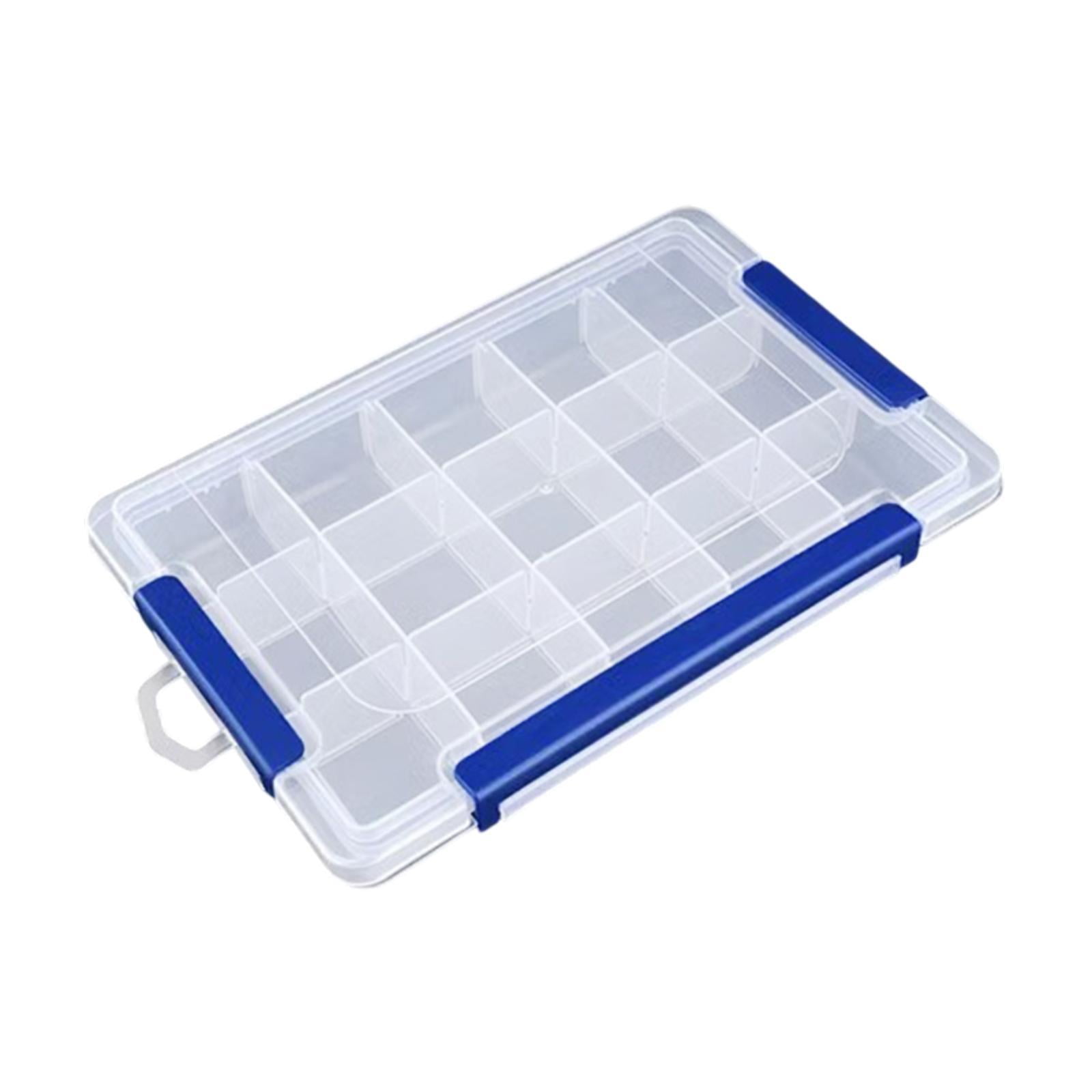 Fiocias Clear Organizer Box Bead Organizer Empty Portable Multifunctional Tackle Box for 15 Grid Large