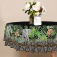 thumbnail image 4 of MIZHONA Jungle Animals Round Tablecloth,Country Black Table Cloth for Kitchen Dinning Party Outdoor Decor，72", 4 of 5