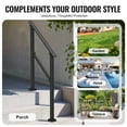 thumbnail image 4 of VEVOR Handrails for Outdoor Steps, 2-3 Step Stair Hand Rail Kit, Transitional Carbon Steel Railings with Installation Kit, Stair Rails for Seniors, Concrete Steps & Porch & Deck, Black Square Tube, 4 of 9