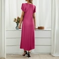 thumbnail image 6 of Up to 30% off Summer Saving Women Dresses, Women's Summer Sexy Fashion Solid Color Pocket Ruffle Short Sleeve V-Neck Dress(Hot Pink,S), 6 of 8
