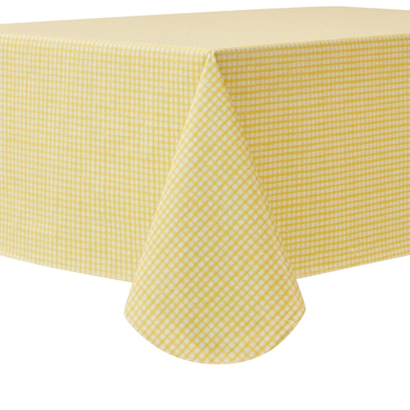 Mainstays Summer Fun PEVA Tablecloth, Indoor & Outdoor for Table 60" x 84" - Yellow Gingham