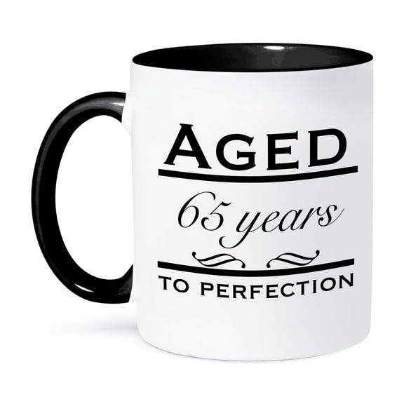 3dRose, Aged 65 years to perfection, 11oz Two-Tone Black Mug