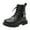 Black, variant on Little/Big Girls Boys Ankle Boots Side Zipper Riding Boots Soft Leather Round Toe Easy on Low Heel Casual Outdoor Shoes