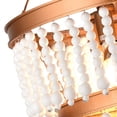 thumbnail image 6 of FETCOI Farmhouse Wood Beaded Chandelier Moder Light Boho Pendant Ceiling Lamp Fixture (5-light), 6 of 9