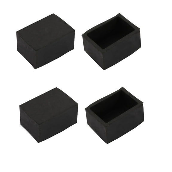 4pcs Furniture Desk Chair 30mmx20mm Rectangle Rubber Leg Tip Cap Black
