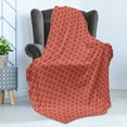 thumbnail image 4 of Modern Soft Flannel Fleece Blanket, Vertical Wavy Lines Forming Elliptic Shapes Curvy Oval Modern Simple Pattern, Cozy Plush for Indoor and Outdoor Use, 60" x 80", Dark Coral Ivory, by Ambesonne, 4 of 5