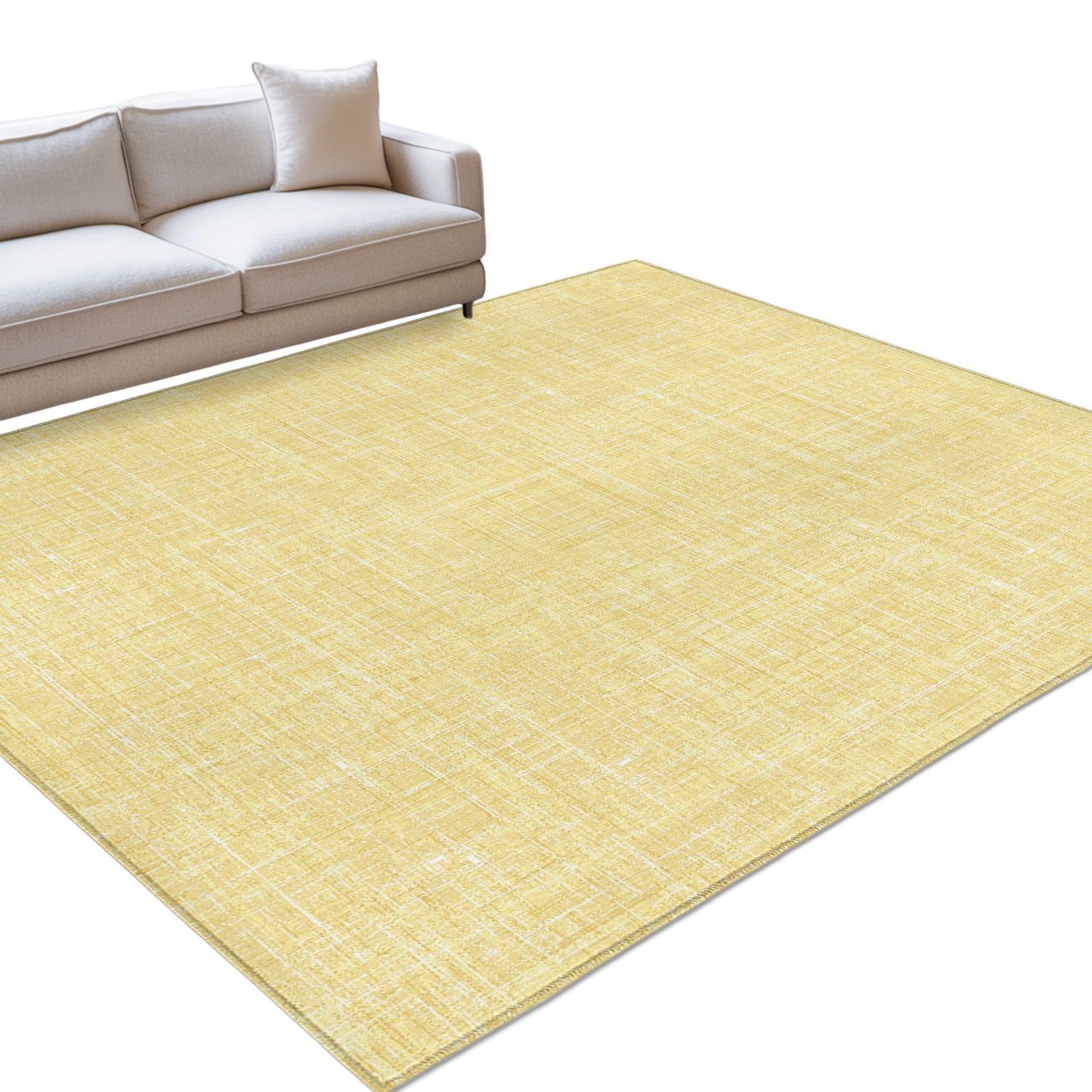 Lemon Yellow Large Area Rugs 6x9ft Abstract Modern Farmhouse Solid Color Washable Rug Non Slip Indoor Carpet Absorbent Floor Mat for Living Room Bedroom Dining Room
