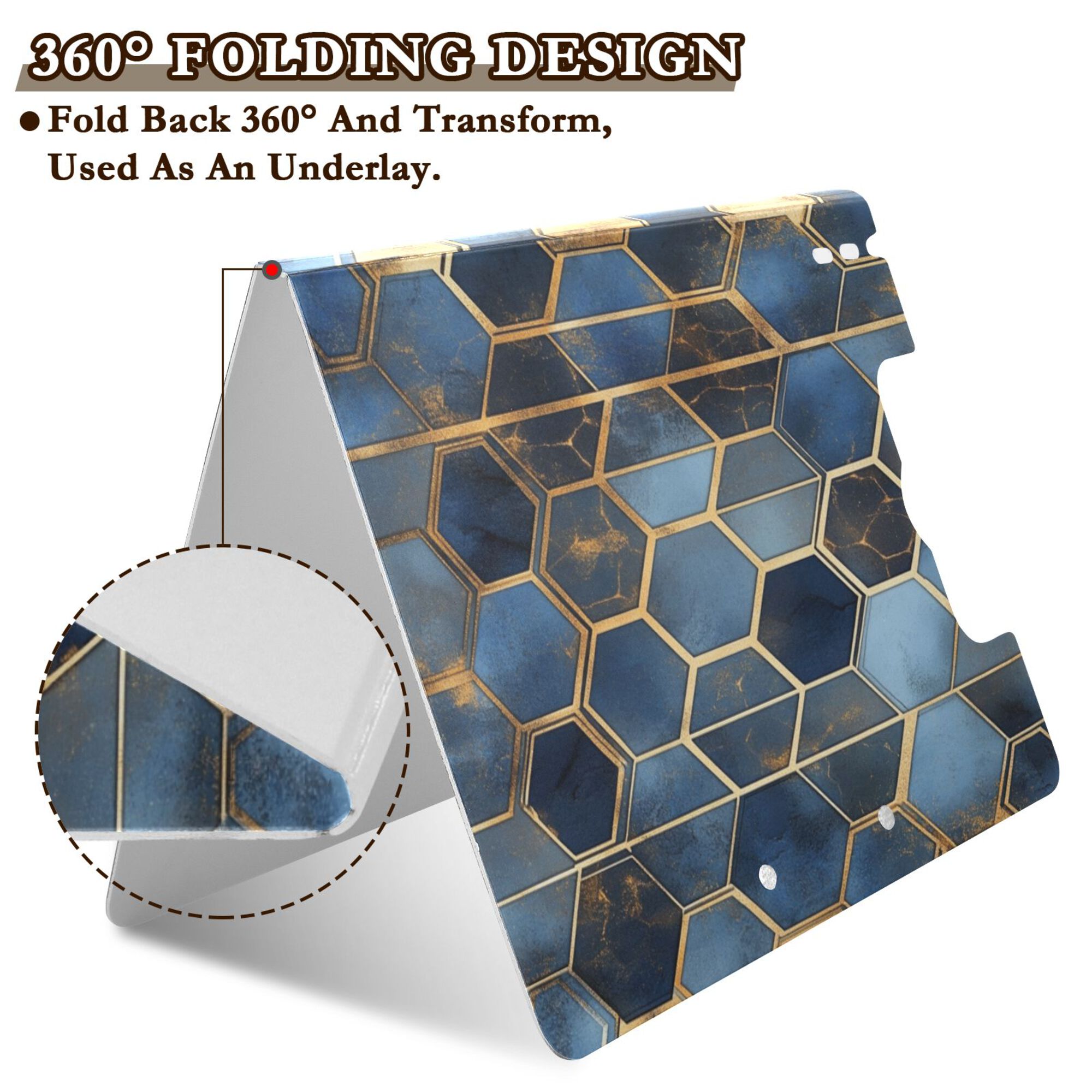FORMRS A4 Clipboard Folder with Pen Holder Horizontal Foldable School Office Binder, Elegant Hexagon Pattern