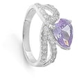 thumbnail image 4 of CHOOSE YOUR COLOR Simulated Lavender Modern Teardrop Loop Ring .925 Sterling Silver Band Purple CZ Female Size 7, 4 of 4