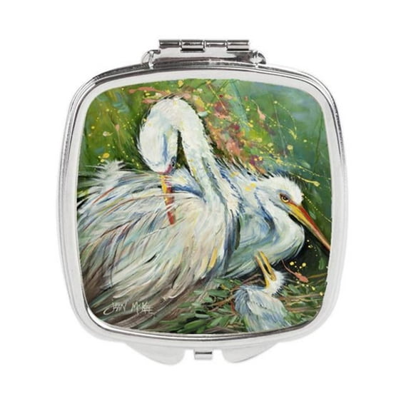 White Egret in the Rain Compact Mirror