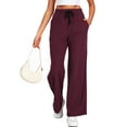 thumbnail image 5 of Cadmus Lightweight Wide Leg Pants for Women 30" High Waisted Casual Lounge Travel Work Sweatpants Loose Fit, 5 of 9