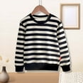 thumbnail image 2 of Generic Boys Girls Fall and Winter Long Sleeve Round Neck Striped Sweater for Toddler Boys Girls Comfortable for Holiday Christmas Party（6-7 Years Black）, 2 of 4