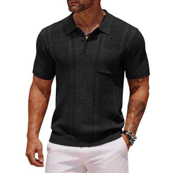 Yungyresw Mens Polo Shirts Short Sleeve Mesh Design Breathable Lightweight Polos Left Chest Pocket Pocket Shirt for Summer Wear