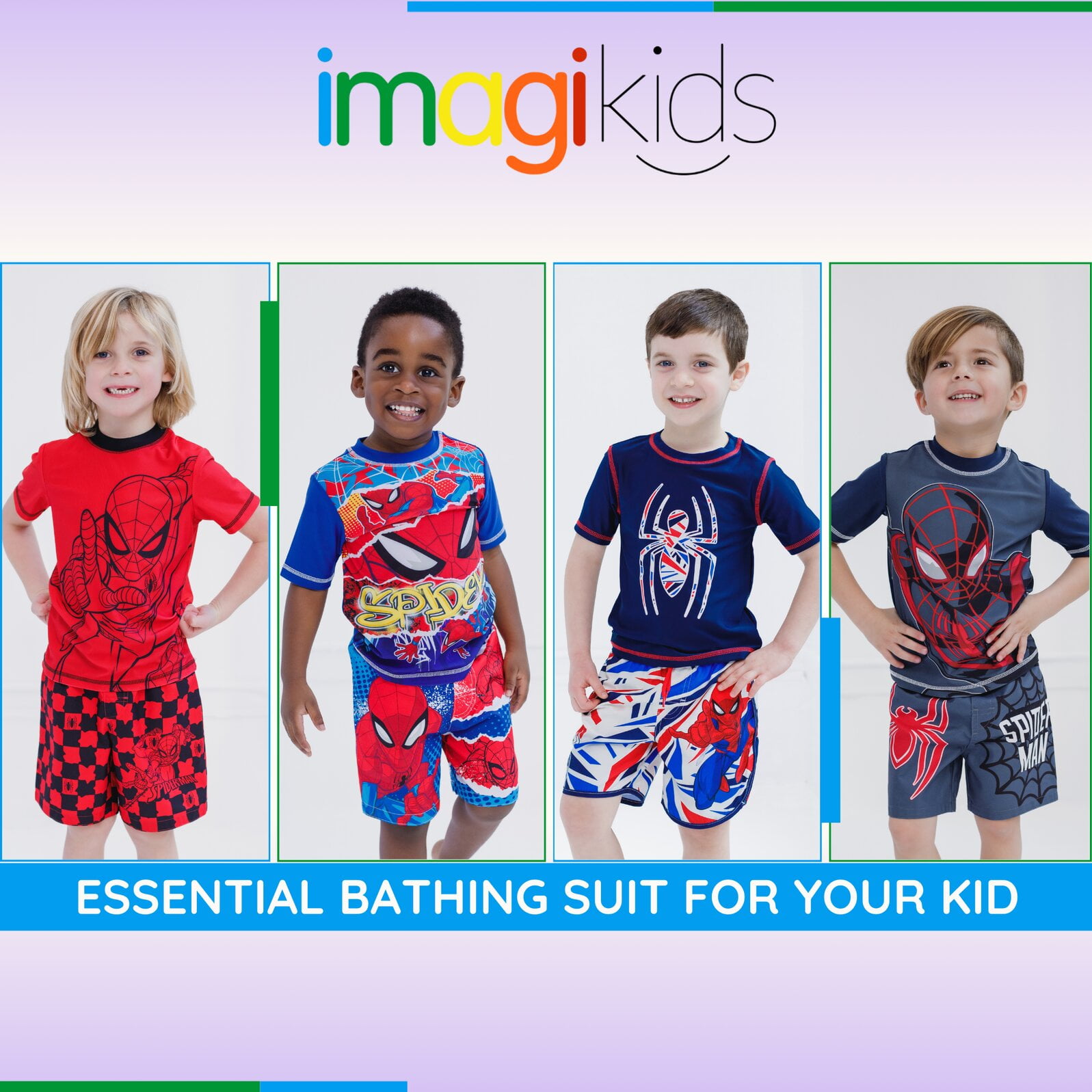 Marvel Spider-Man Little Boys' Swimwear 2-Piece Rashguard and Swim Trunks Set Spider Man Navy Shard