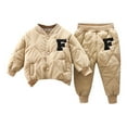 thumbnail image 2 of AUNVITO Boys Girls Winter Cotton Padded Jacket & Pants Set 0-6Y Thermal Insulated Button Front Casual Two-Piece Outfit for Cold Weather Play, 2 of 9