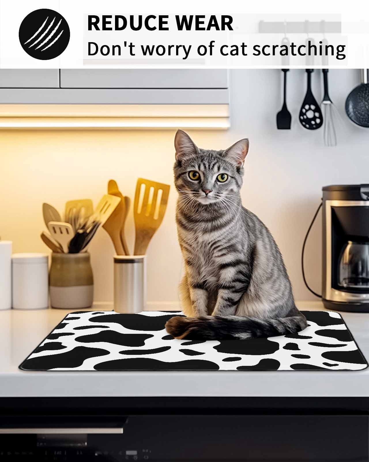 Stove Top Covers for Electric Stove, Black and White Glass Stovetop Cover Protector, Farmhouse Cow Black White Induction Cooktop Protector Oven Mat for Kitchen Countertop 24"x21"