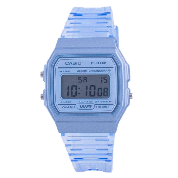 Casio Youth Clear Blue Resin Band Digital F-91WS-2 F91WS-2 Unisex Watch