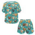 thumbnail image 4 of Yuyamidu Funny Chicken Womens Summer Pjs Set Short Sleeve Top With Short Pants Sleepwear Crew Neck Lounge Set Pjs Soft 2 Piece Lounge Sets, 4 of 7