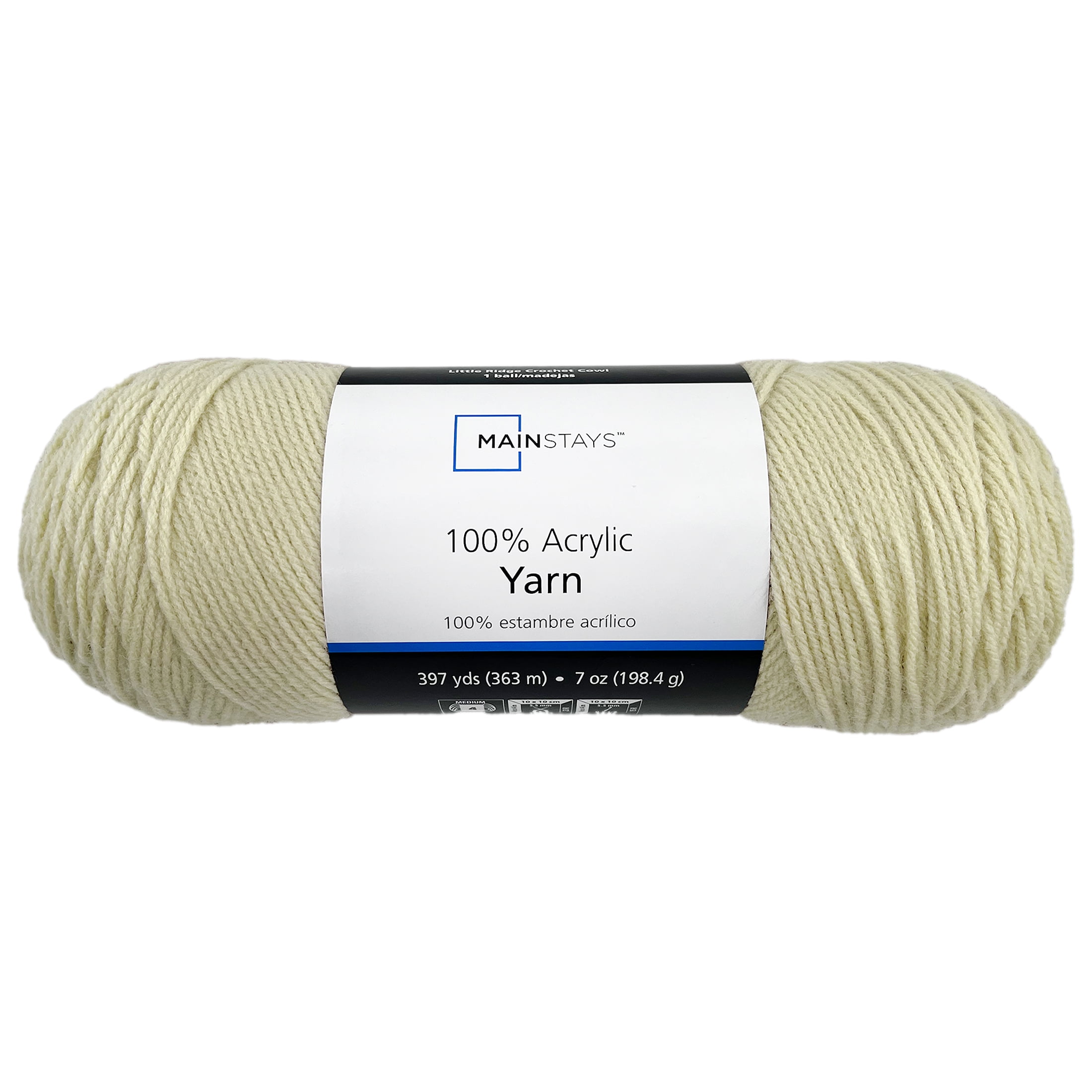 (2 pack) Mainstays Medium Acrylic Yarn, Buff, 7 oz, 397 Yards