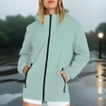 thumbnail image 2 of Duoif Rain Jacket Women, Women's Thin Charge Jacket Overcoat Cardigan Standing Collar Jacket Travel Camping Jackets for Women Light Green M, 2 of 4