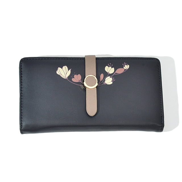 Cartera delgada plegable de cuero suave con bloqueo RFID para mujer, tarjetero con bolsillo