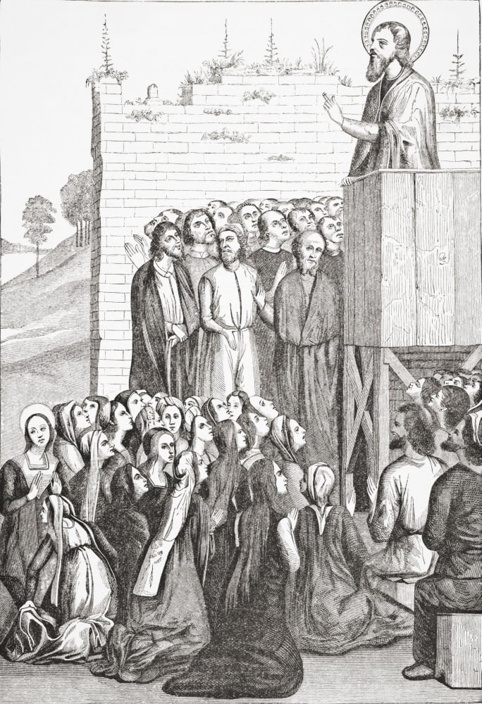 Preaching Of An Apostle Of Christianity After A Picture Painted On Wood Attributed To Fra Angelico From Science And Literature In The Middle Ages By Paul Lacroix Published London 1878 Canvas Art - Ken