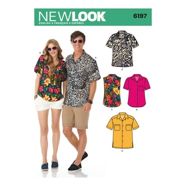 Simplicity Creative Patterns New Look 6197 Misses' and Men's Shirts | A (8-18/X-Small-X-Large)