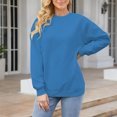 thumbnail image 3 of Breezora Oversized Long Sleeve Crew Neck Sweatshirt for Women Fall Layering Top Soft Lightweight Fabric Casual Streetwear Loungewear L Size Blue, 3 of 5