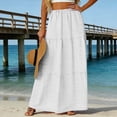 thumbnail image 2 of Arlun Women's Summer Casual Elegant Layered Tiered Maxi Skirts Elastic High Waisted Eyelet A Line Flowy Long Skirts with Pockets Loose Comfort Solid Color Vacation Skirt 2026 White XL, 2 of 5