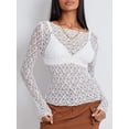 thumbnail image 4 of Faithtur Femmes Été Pures Crop Tops Manches Longues Équipée Dentelle Courte Sortir Tops pour Parti, 4 of 9