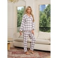 thumbnail image 4 of HEARTNICE 100% Cotton Pajama Set for Women, Button Down Plaid Sleepwear Long Sleeve Flannel Pajamas Set,(Pink White Plaid,2XL), 4 of 5