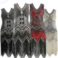 thumbnail image 2 of Vestido Disfraz de Gran Gatsby Fiesta de Noche Lentejuelas Borla Flapper, 2 of 3