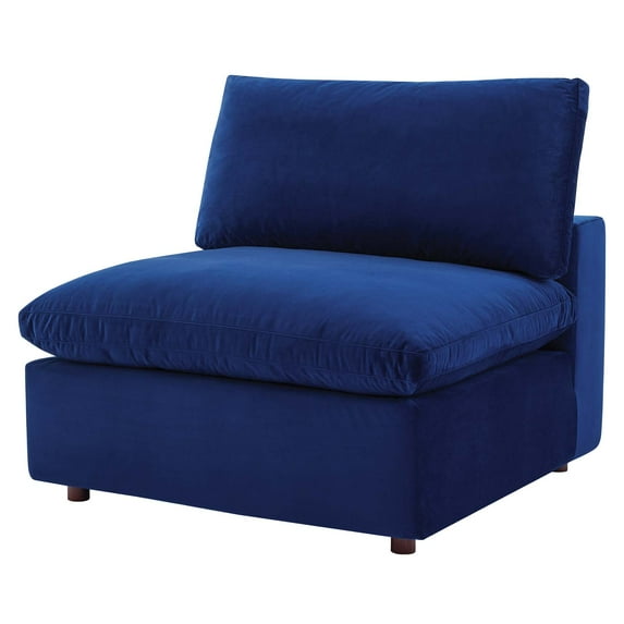 Sofa Middle Chair, Velvet, Blue Navy, Modern Contemporary Urban Design, Living Lounge Room Hotel Lobby Hospitality